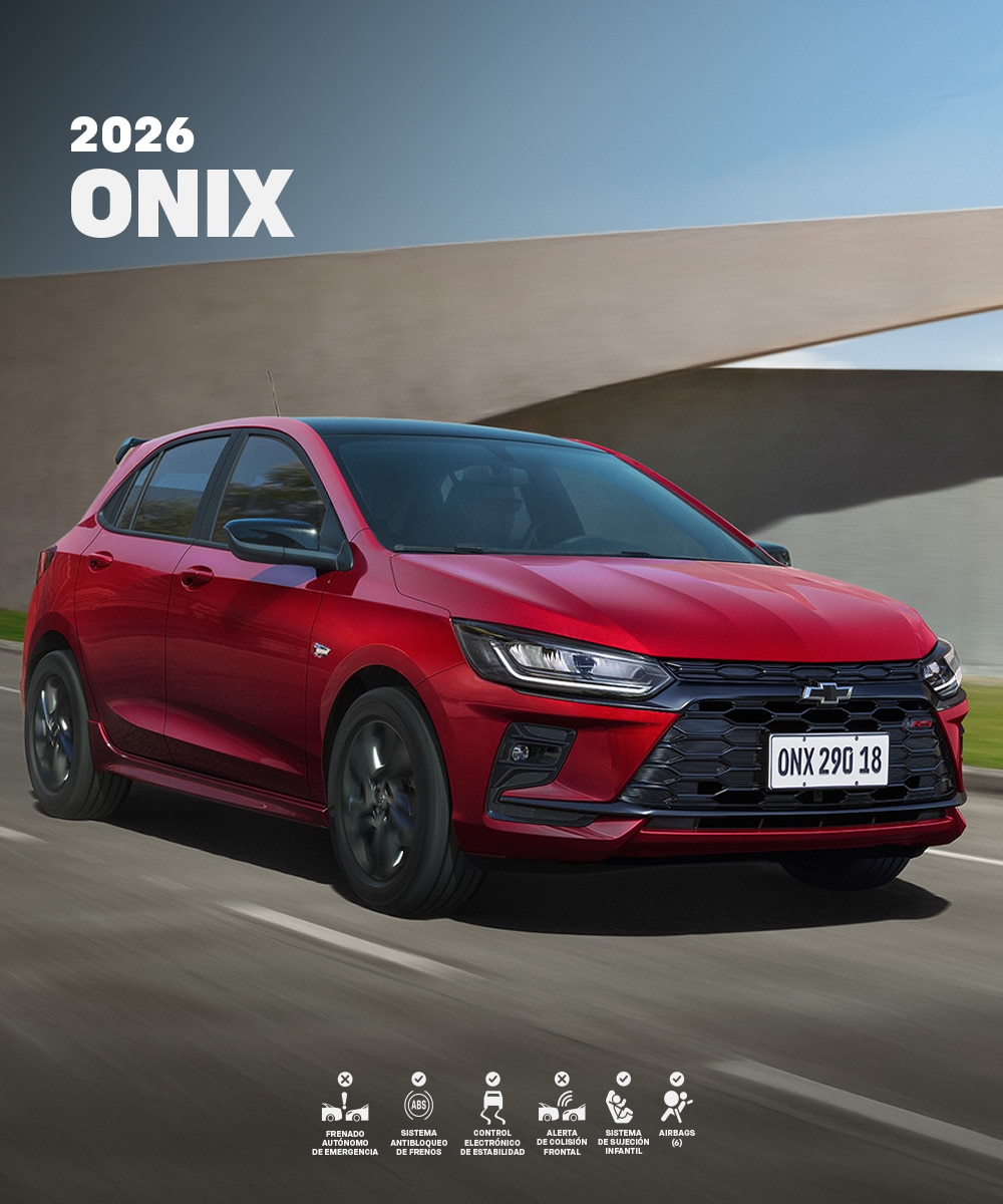 Chevrolet Onix turbo 2026 en color rojo metálico