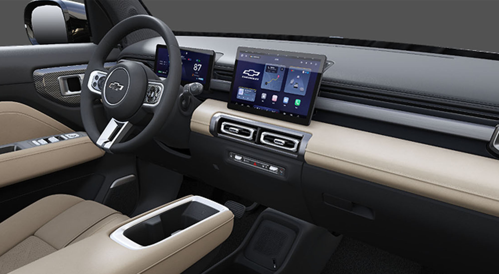 Interior Spark EUV color beige y negro